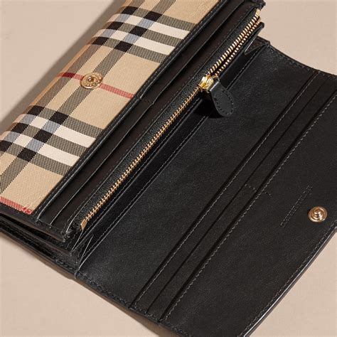 Burberry Horseferry Check Black Leather Continental Wallet 